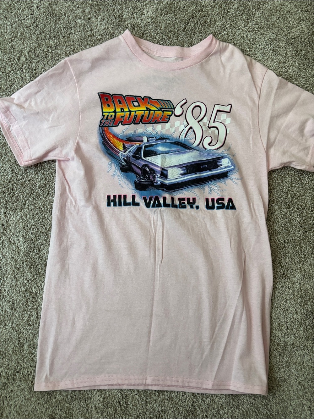 Back to the Future '85 Hill Valley Graphic Tee - Light Pink